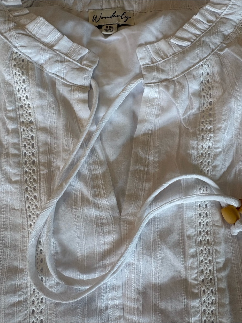Wonderly White Ruffle-Sleeve Boho Peasant Style Tiered Ruffle Blouse Size XXL - Picture 5 of 9